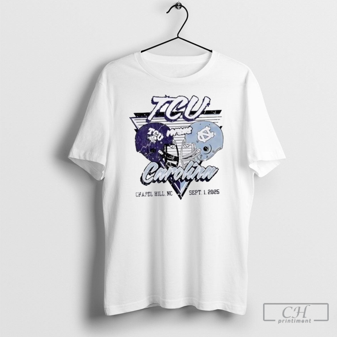 North Carolina Tar Heels Vs Tcu Horned Frogs 2025 - Adult & Kids T-Shirts, Sweatshirts & Hoodies apparel design preview 1