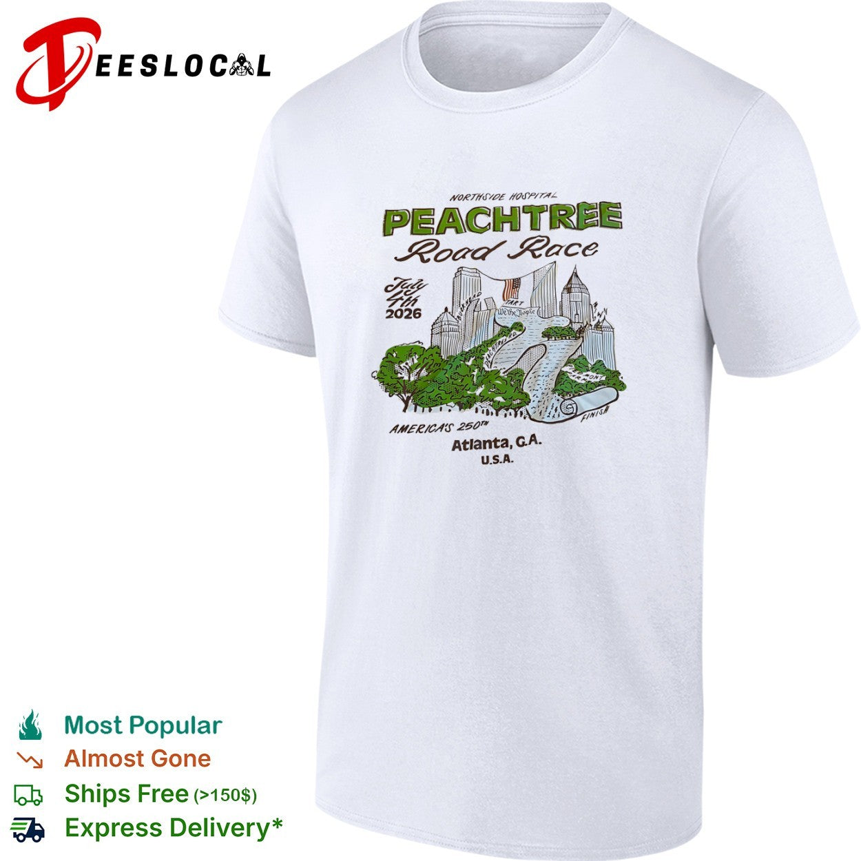Northside Hospital Peachtree Road Race July 4th 2026 - Adult & Kids T-Shirts, Sweatshirts & Hoodies apparel design preview 1