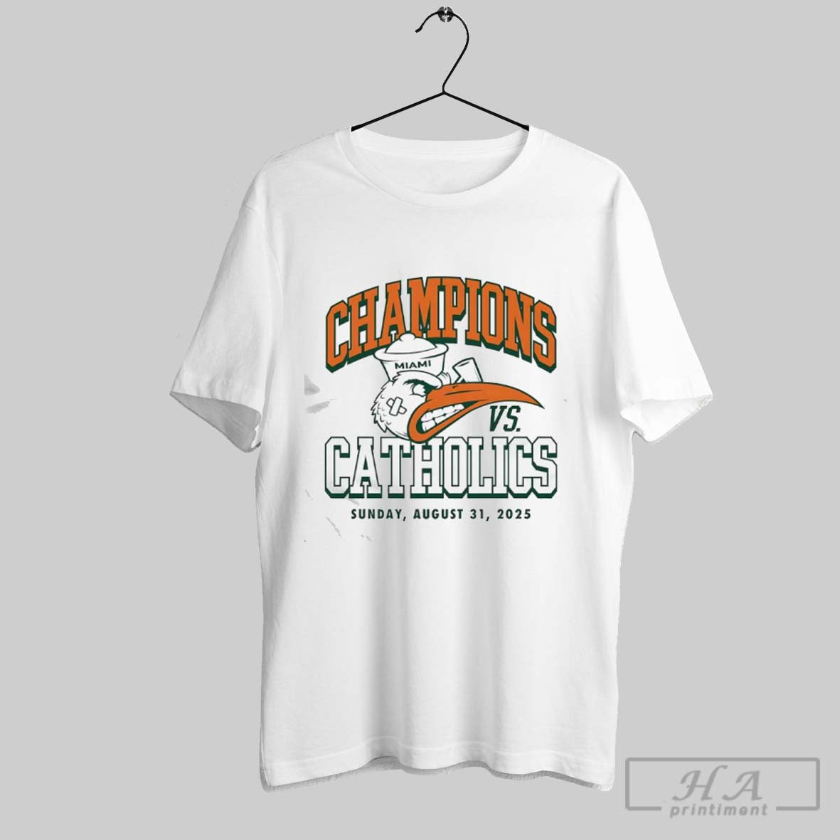Notre Dame Vs Miami Champions Catholics 2025 - Adult & Kids T-Shirts, Sweatshirts & Hoodies apparel design preview 1