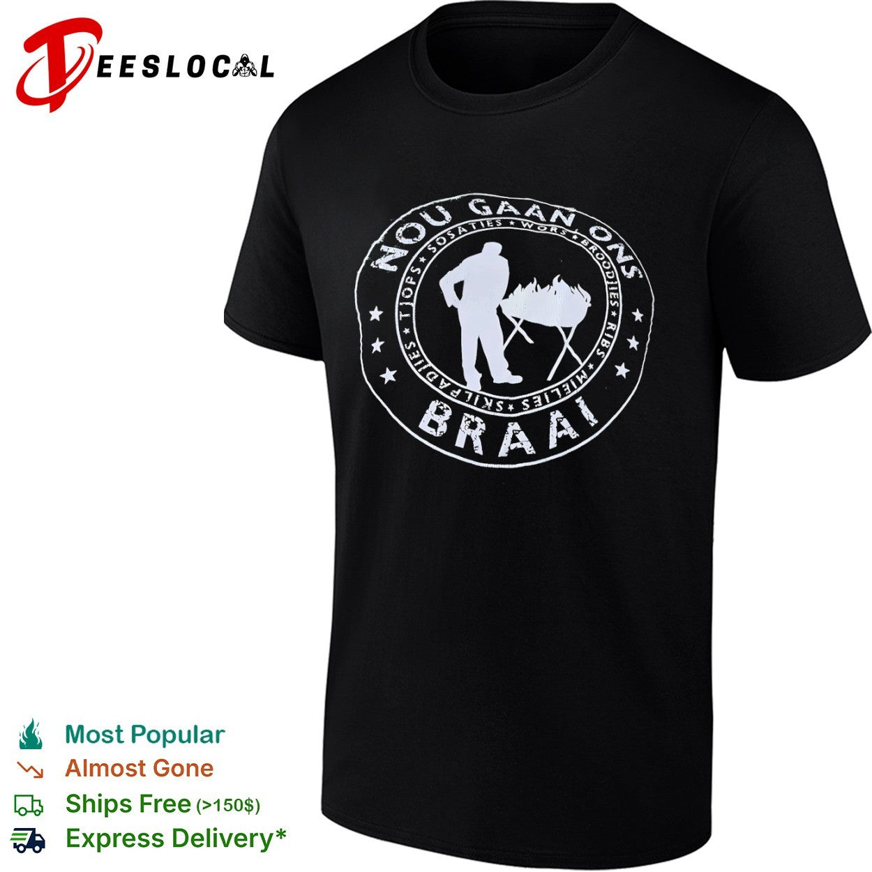 Nou Gaan Ons Braai Distressed Barbecue BBQ - Adult & Kids T-Shirts, Sweatshirts & Hoodies apparel design preview 1