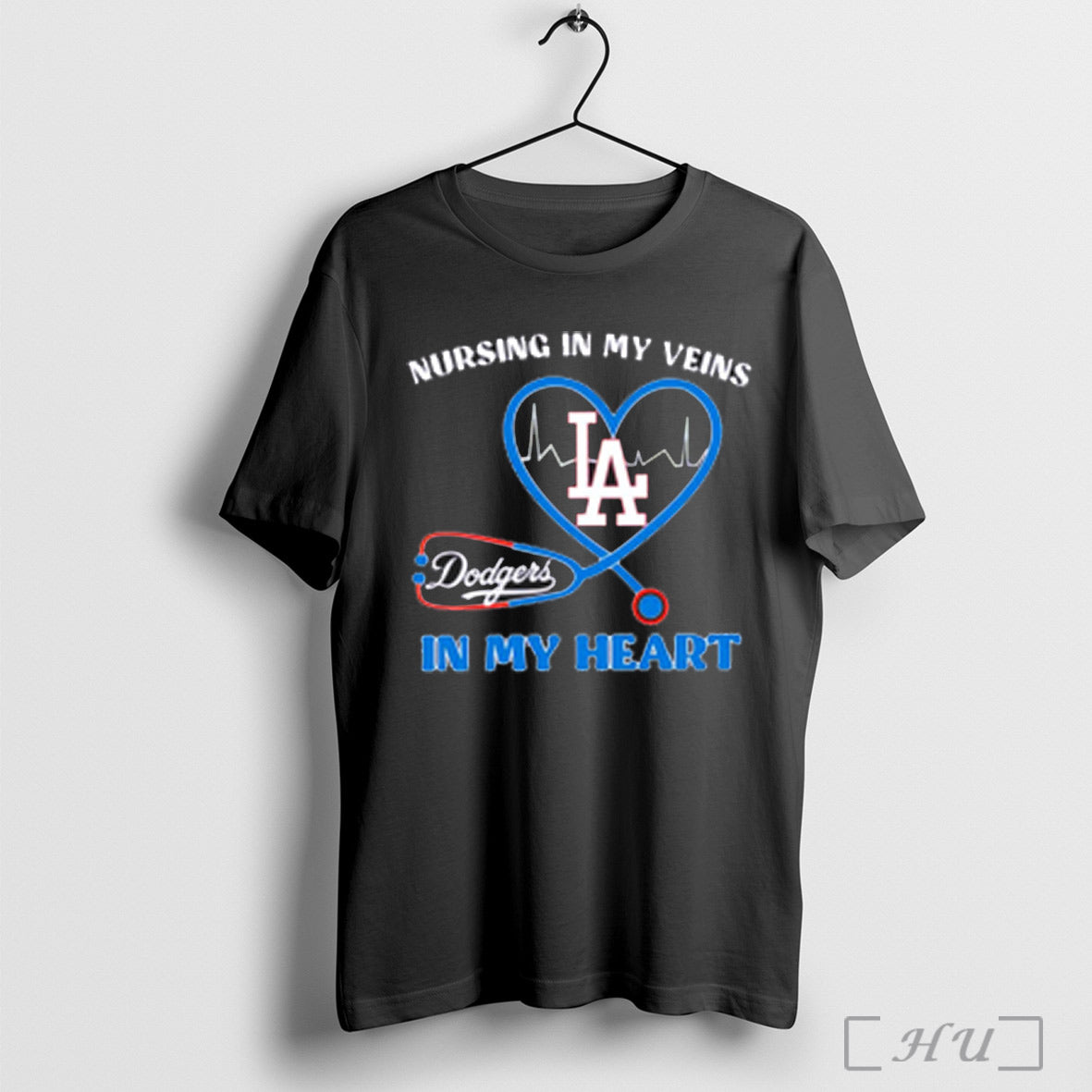 Nursing In My Veins Los Angeles Dodgers Heart - Adult & Kids T-Shirts, Sweatshirts & Hoodies apparel design preview 1