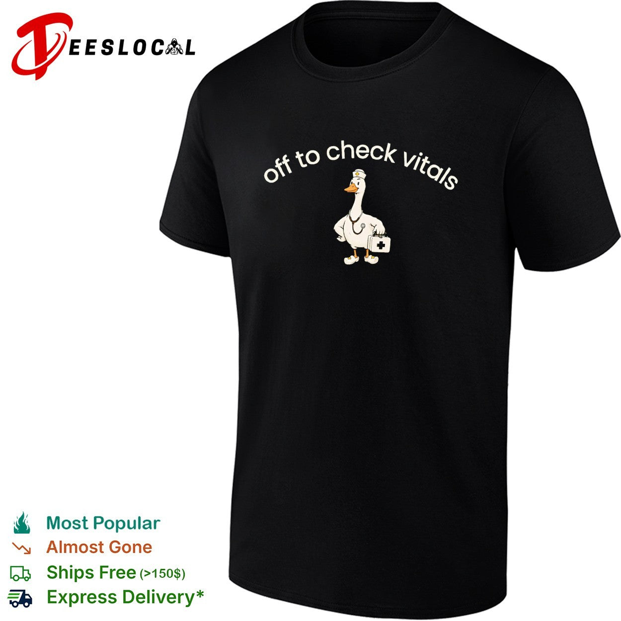 Off to check vitals goose nurse stethoscope medical - Adult & Kids T-Shirts, Sweatshirts & Hoodies apparel design preview 1