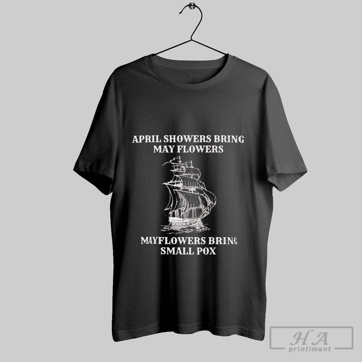 Official April Showers Bring May Flowers Mayflowers - Adult & Kids T-Shirts, Sweatshirts & Hoodies apparel design preview 1