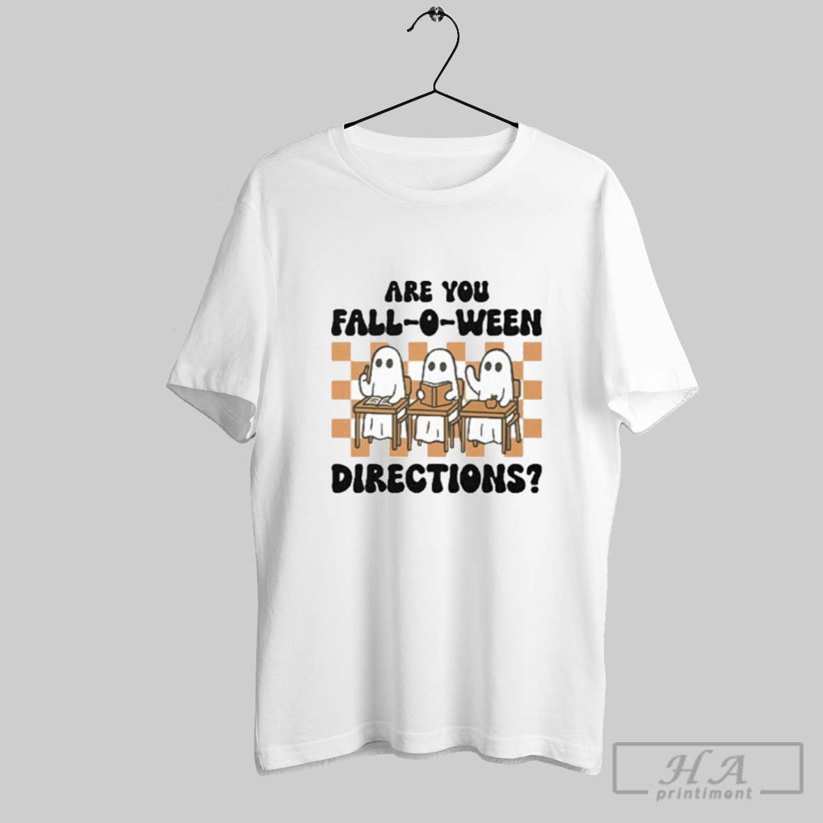 Official Are You Fall O Ween Directions Ghost Teacher - Adult & Kids T-Shirts, Sweatshirts & Hoodies apparel design preview 1