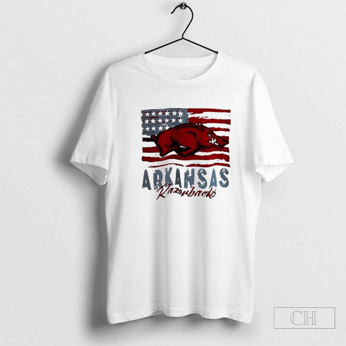 Official Arkansas Razorbacks Football American Flag - Adult & Kids T-Shirts, Sweatshirts & Hoodies apparel design preview 1
