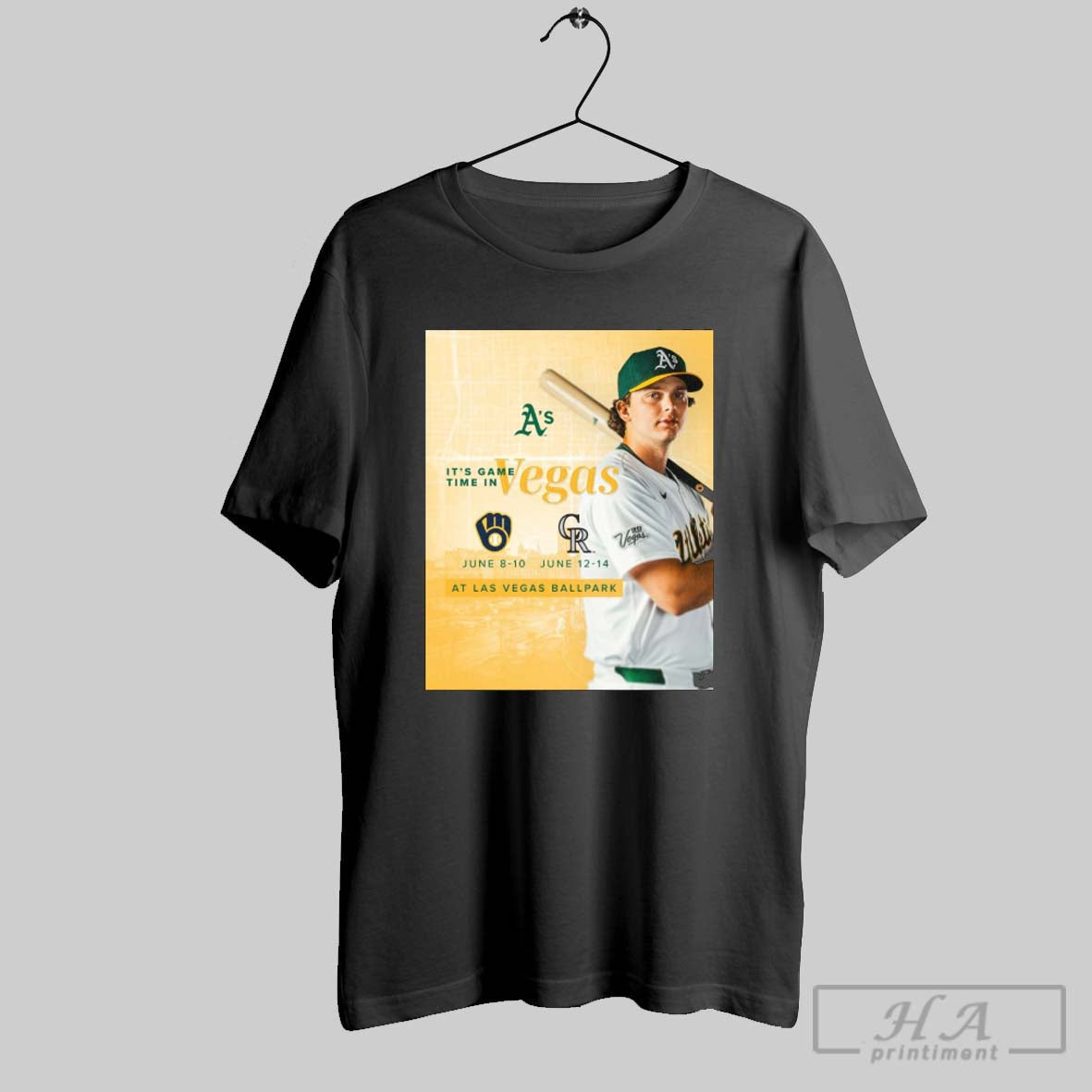 Official Athletics Its Game Time In Vegas Vs Brewers - Adult & Kids T-Shirts, Sweatshirts & Hoodies apparel design preview 1