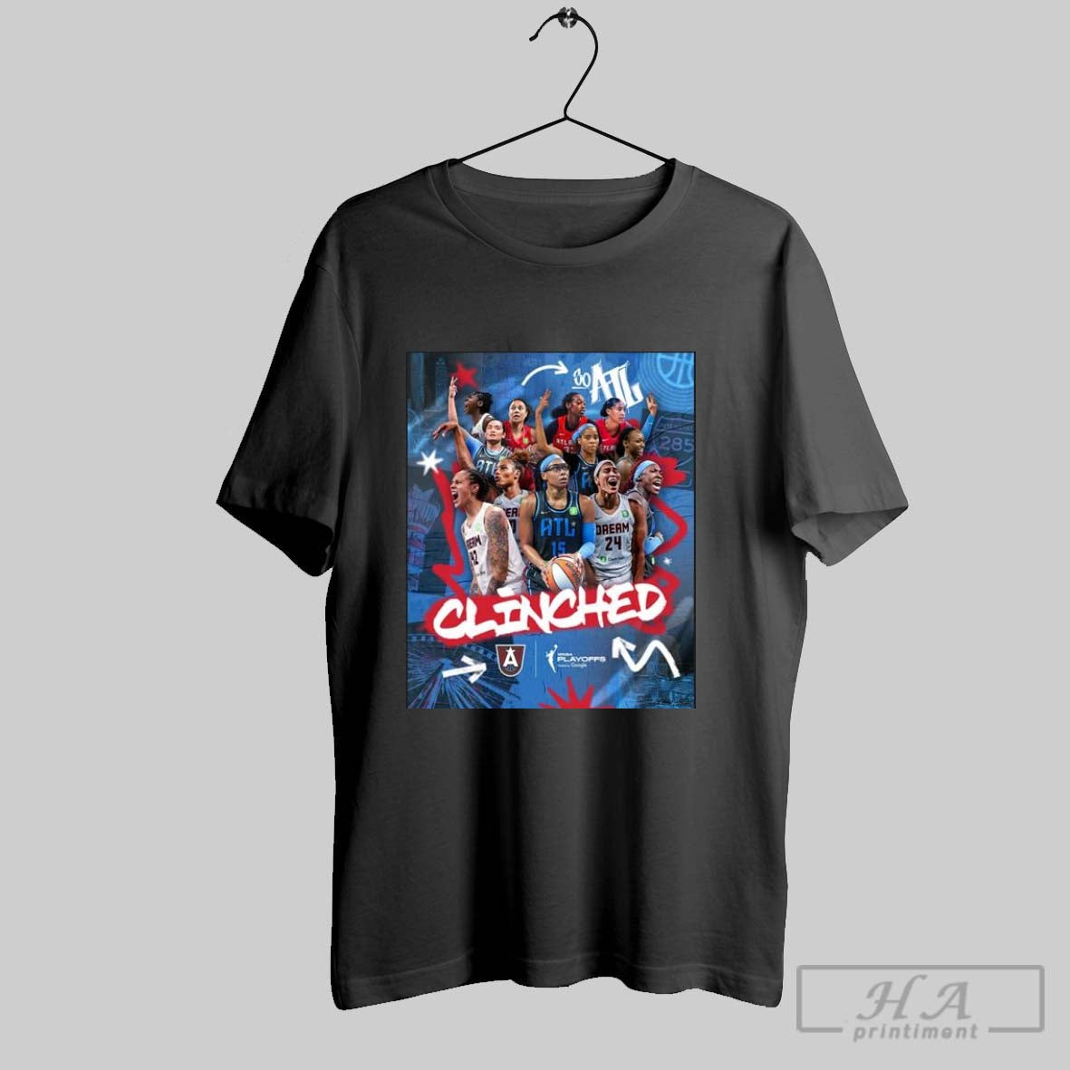 Official Atlanta Dream 2025 Wnba Playoffs Clinched T - Adult & Kids T-Shirts, Sweatshirts & Hoodies apparel design preview 1