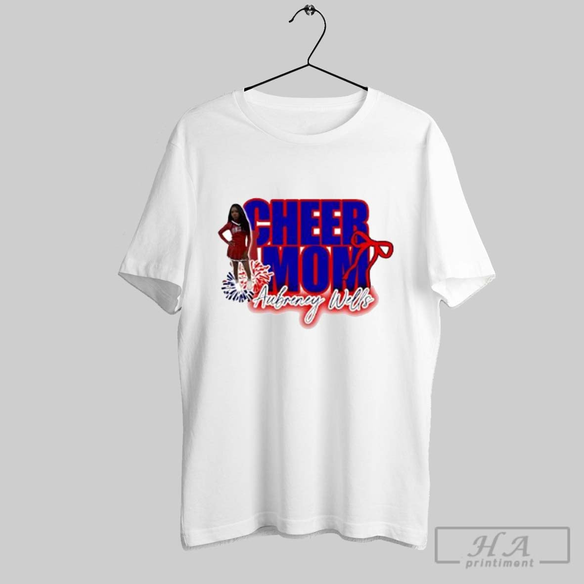 Official Aubreny Wells Cheer Mom Cheerleader And Red - Adult & Kids T-Shirts, Sweatshirts & Hoodies apparel design preview 1