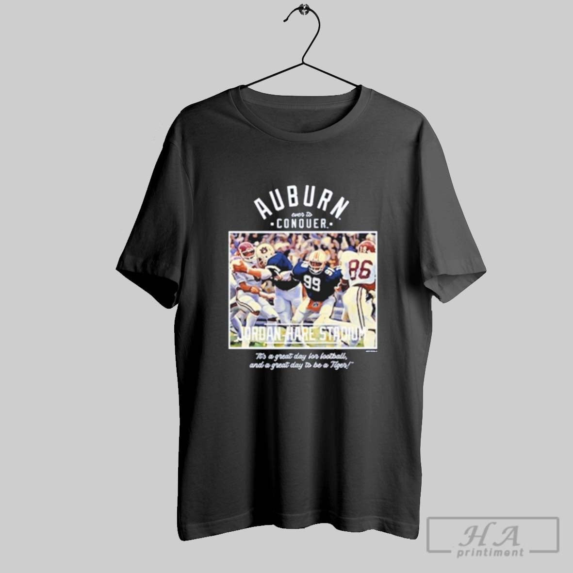 Official Auburn Tigers Football Conquer Jordhare - Adult & Kids T-Shirts, Sweatshirts & Hoodies apparel design preview 1