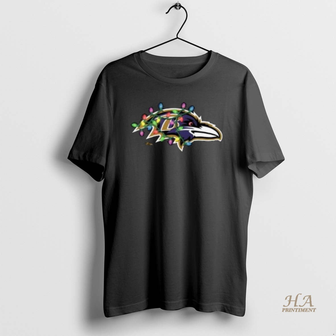 Official Baltimore Ravens Primary Logo Holiday Lights - Adult & Kids T-Shirts, Sweatshirts & Hoodies apparel design preview 1