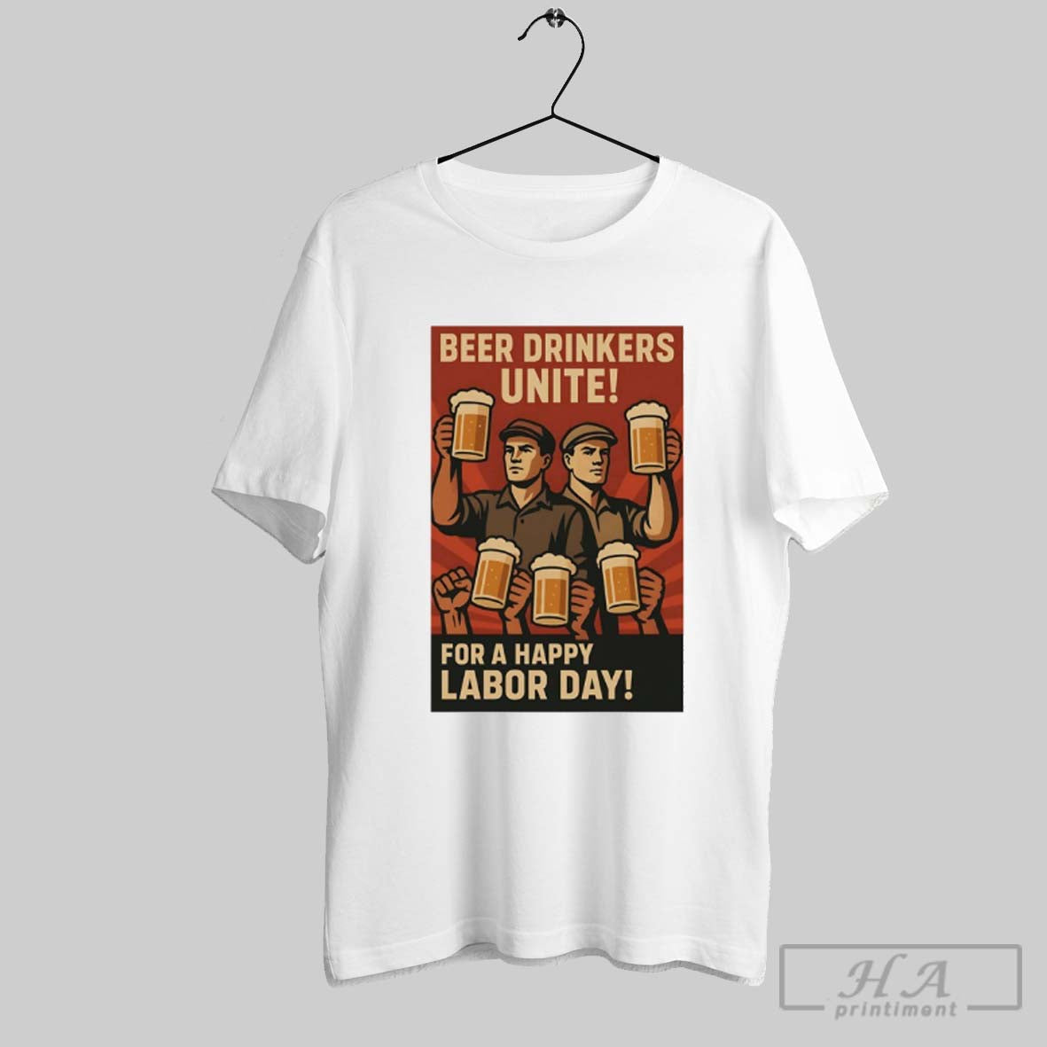 Official Beer Drinkers Unite For A Happy Labor Day - Adult & Kids T-Shirts, Sweatshirts & Hoodies apparel design preview 1
