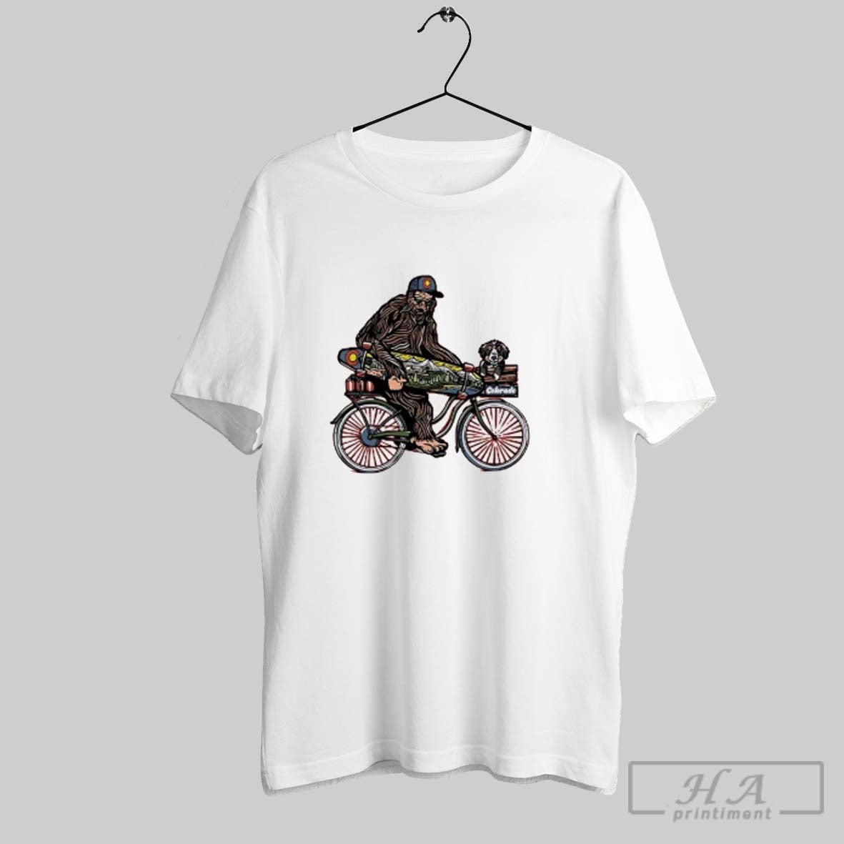 Official Big Foot Riding Bike Colorado Cruisin Long - Adult & Kids T-Shirts, Sweatshirts & Hoodies apparel design preview 1