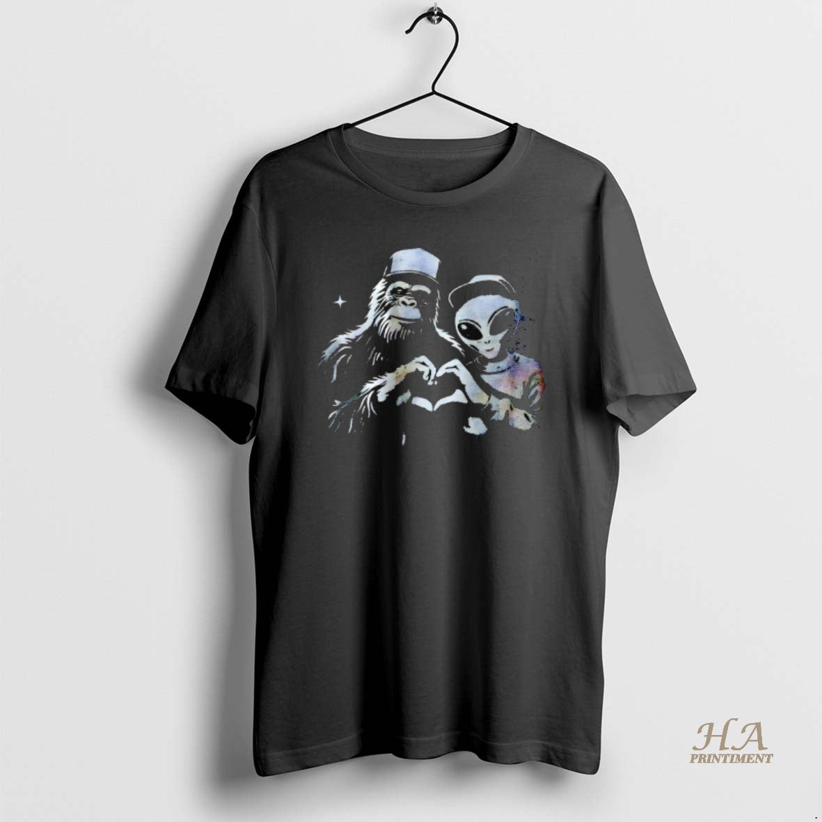 Official Bigfoot And Alien Hand Heard - Adult & Kids T-Shirts, Sweatshirts & Hoodies apparel design preview 1