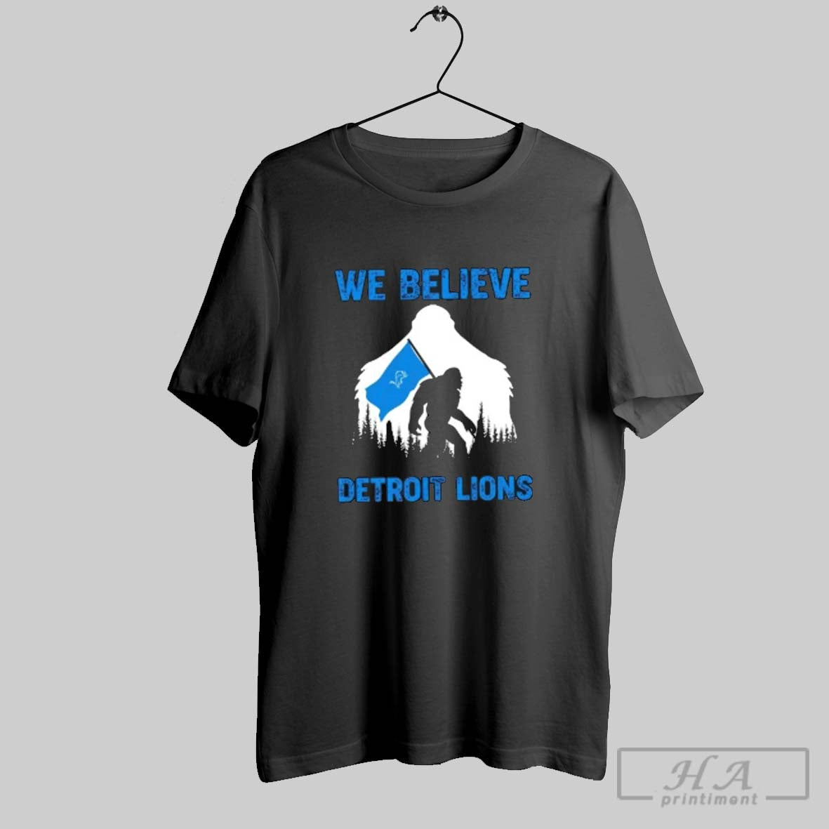 Official Bigfoot We Believe Detroit Lions - Adult & Kids T-Shirts, Sweatshirts & Hoodies apparel design preview 1