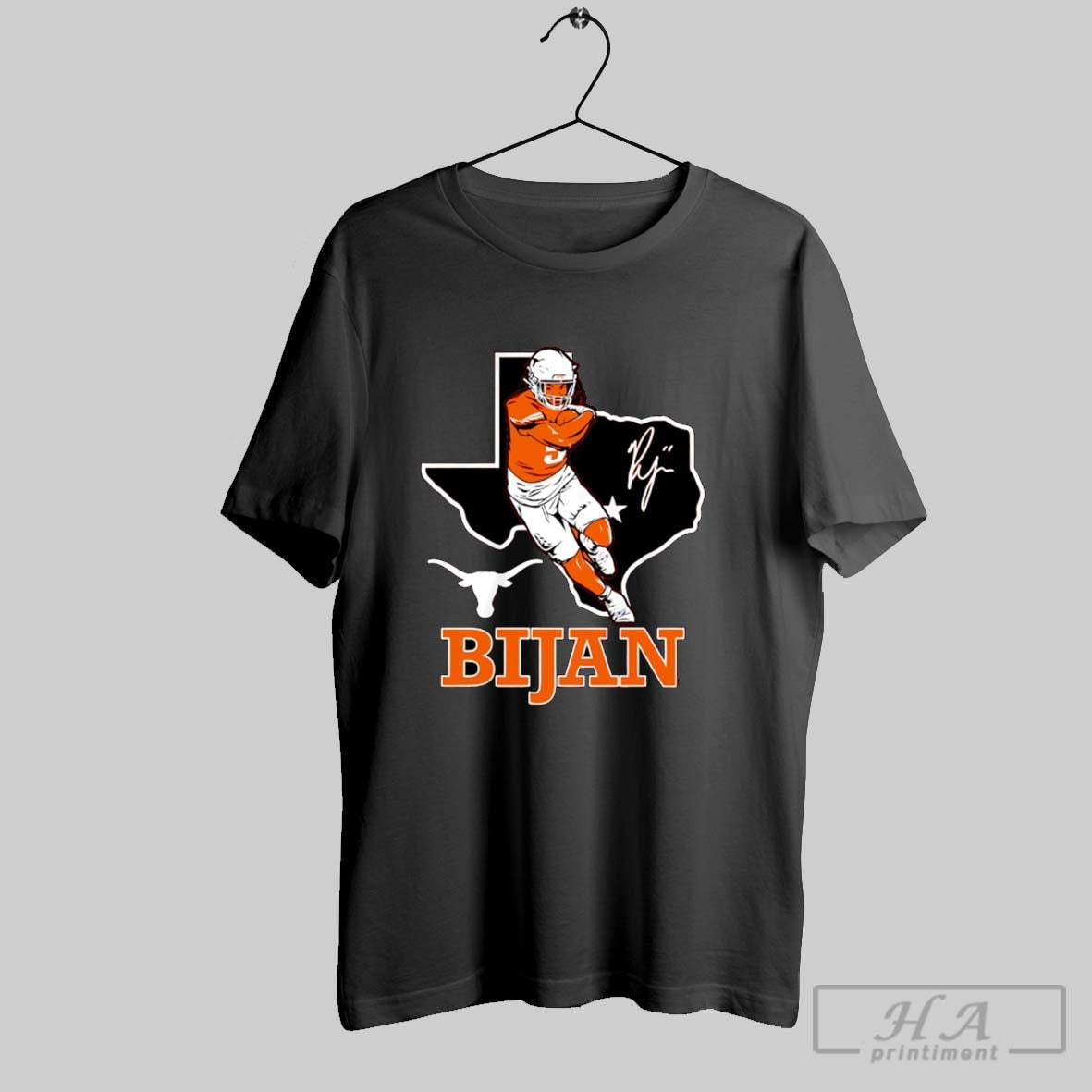 Official Bijan Robinson Texas Longhorns Football - Adult & Kids T-Shirts, Sweatshirts & Hoodies apparel design preview 1