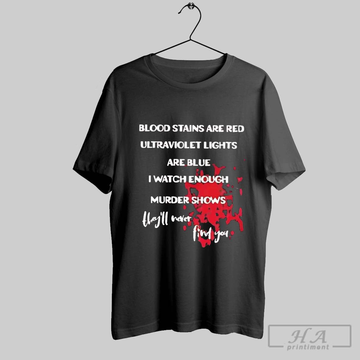 Official Blood Stains Are Red Ultraviolet Lights Blue - Adult & Kids T-Shirts, Sweatshirts & Hoodies apparel design preview 1
