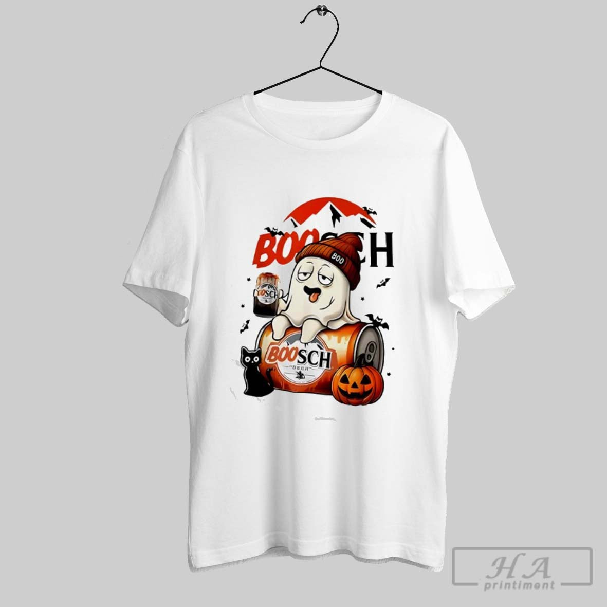Official Boosch Light Halloween Cute Cat Ghost - Adult & Kids T-Shirts, Sweatshirts & Hoodies apparel design preview 1