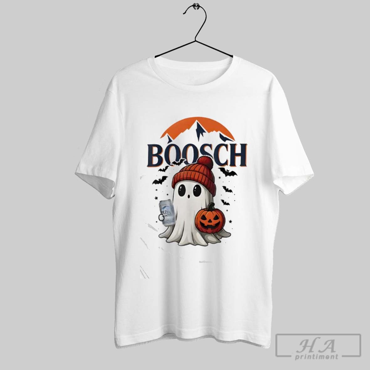 Official Boosch Light Halloween Cute Ghost Pumpkin - Adult & Kids T-Shirts, Sweatshirts & Hoodies apparel design preview 1