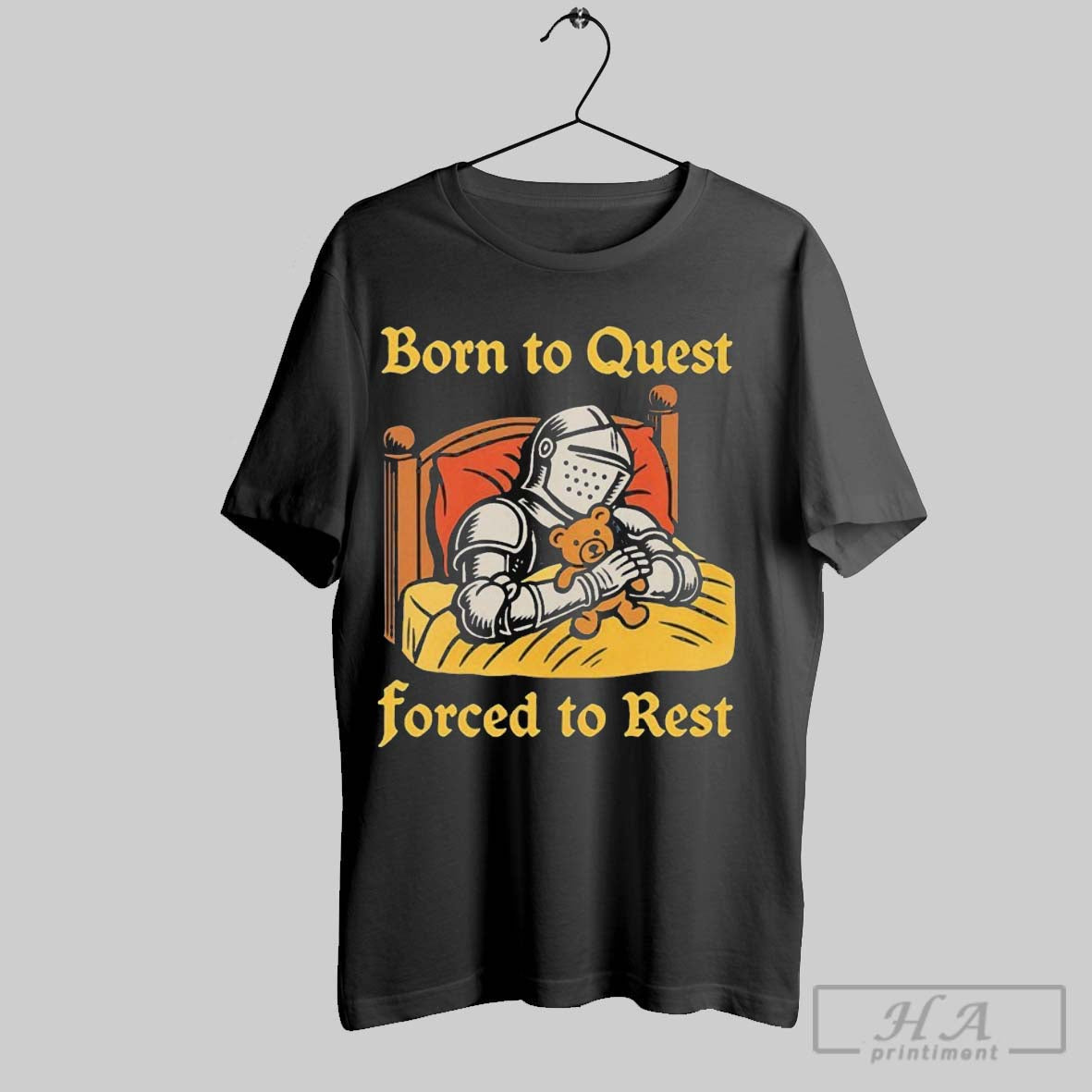 Official Born To Quest Forced Rest Knight Teddy Bear - Adult & Kids T-Shirts, Sweatshirts & Hoodies apparel design preview 1