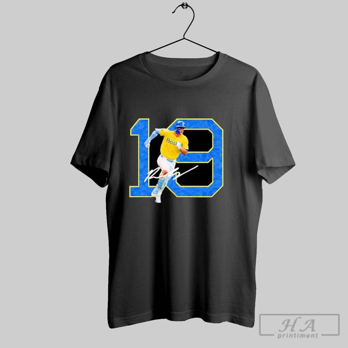 Official Boston Red Sox Player Number 19 Yellow - Adult & Kids T-Shirts, Sweatshirts & Hoodies apparel design preview 1