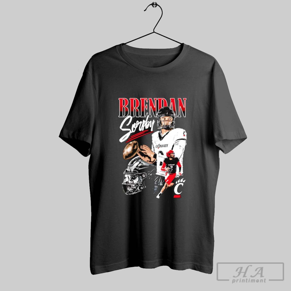 Official Brendan Sorsby Cincinnati Bearcats Football - Adult & Kids T-Shirts, Sweatshirts & Hoodies apparel design preview 1