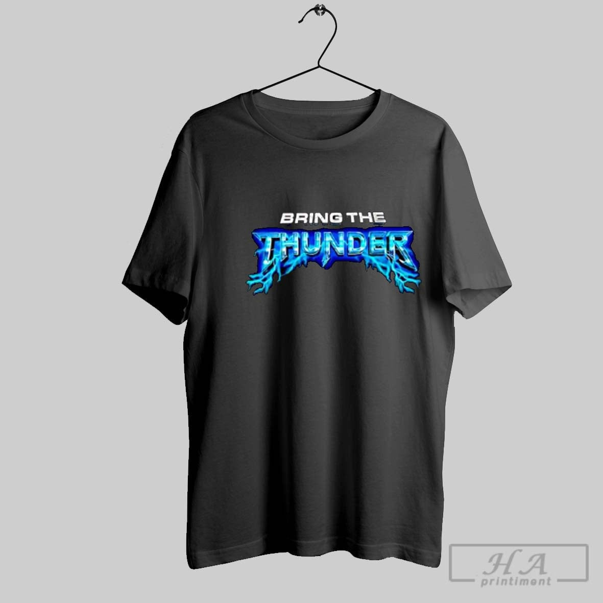 Official Bring The Thunder Blue Lightning Chrome Text - Adult & Kids T-Shirts, Sweatshirts & Hoodies apparel design preview 1