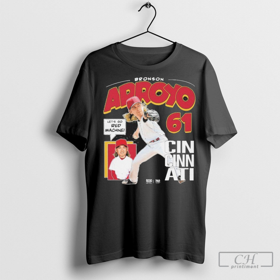 Official Bronson Arroyo Cincinnati Reds Comic Lets Go - Adult & Kids T-Shirts, Sweatshirts & Hoodies apparel design preview 1