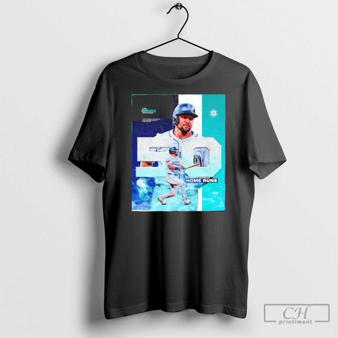 Official Cal Raleigh First Catcher 50 Home Runs - Adult & Kids T-Shirts, Sweatshirts & Hoodies apparel design preview 1
