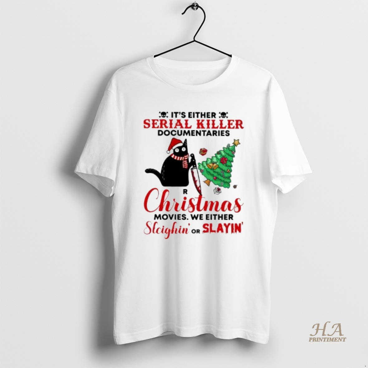 Official Cat Its Either Serial Killer Documentaries - Adult & Kids T-Shirts, Sweatshirts & Hoodies apparel design preview 1