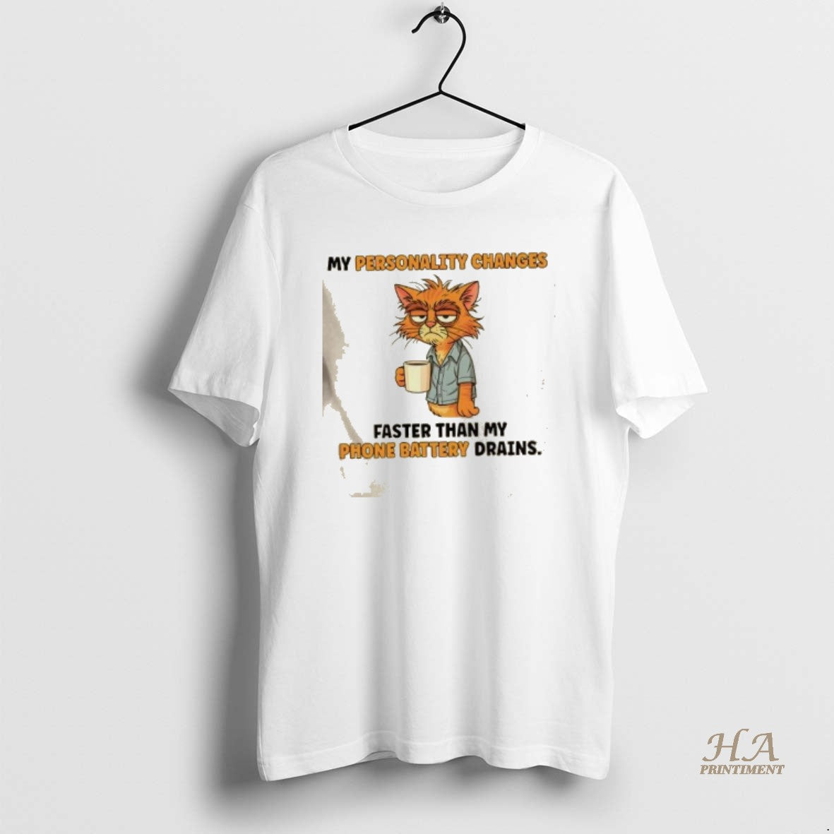 Official Cat My Personality Changes Faster Than Phone - Adult & Kids T-Shirts, Sweatshirts & Hoodies apparel design preview 1