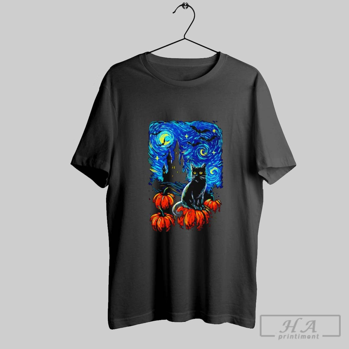 Official Cat Pumpkins The Starry Night Halloween - Adult & Kids T-Shirts, Sweatshirts & Hoodies apparel design preview 1