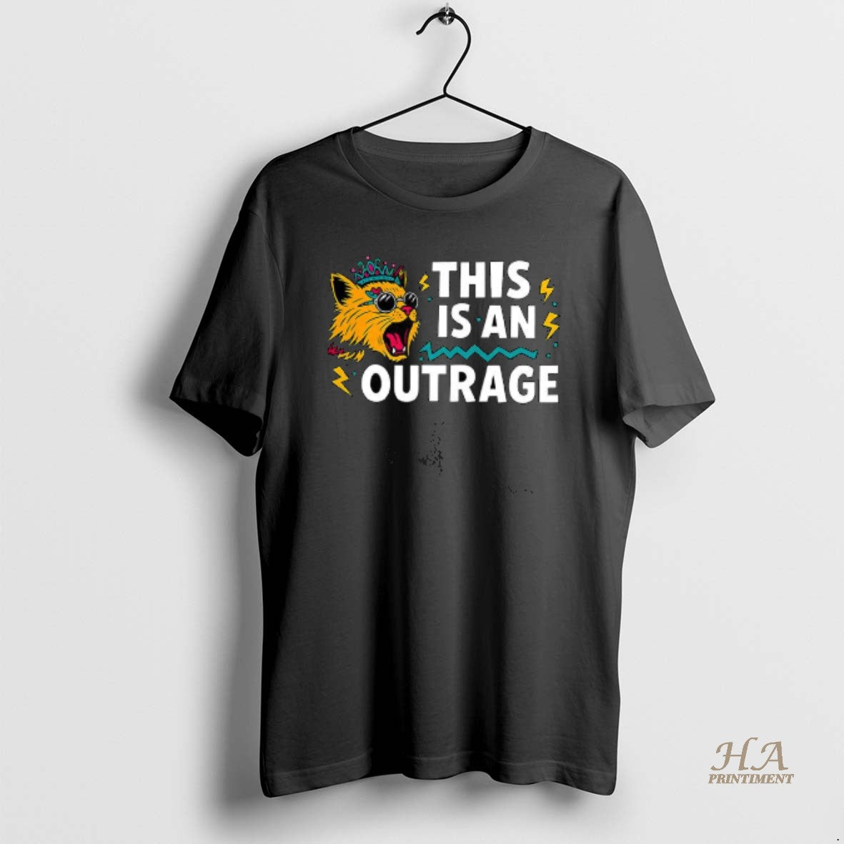 Official Cat This Is An Outrage - Adult & Kids T-Shirts, Sweatshirts & Hoodies apparel design preview 1