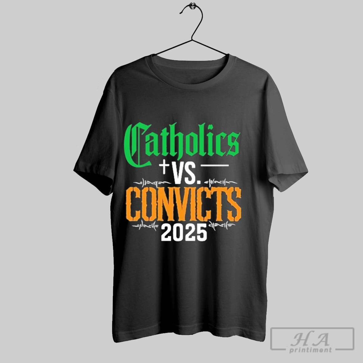 Official Catholics Vs Convicts 2025 Rivalry Game T - Adult & Kids T-Shirts, Sweatshirts & Hoodies apparel design preview 1