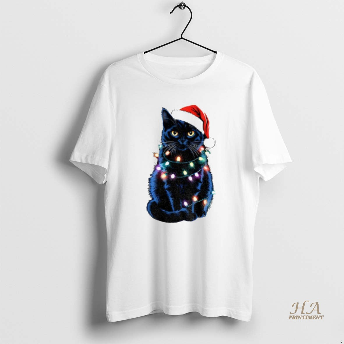 Official Christmas Black Cat Holiday Lights - Adult & Kids T-Shirts, Sweatshirts & Hoodies apparel design preview 1