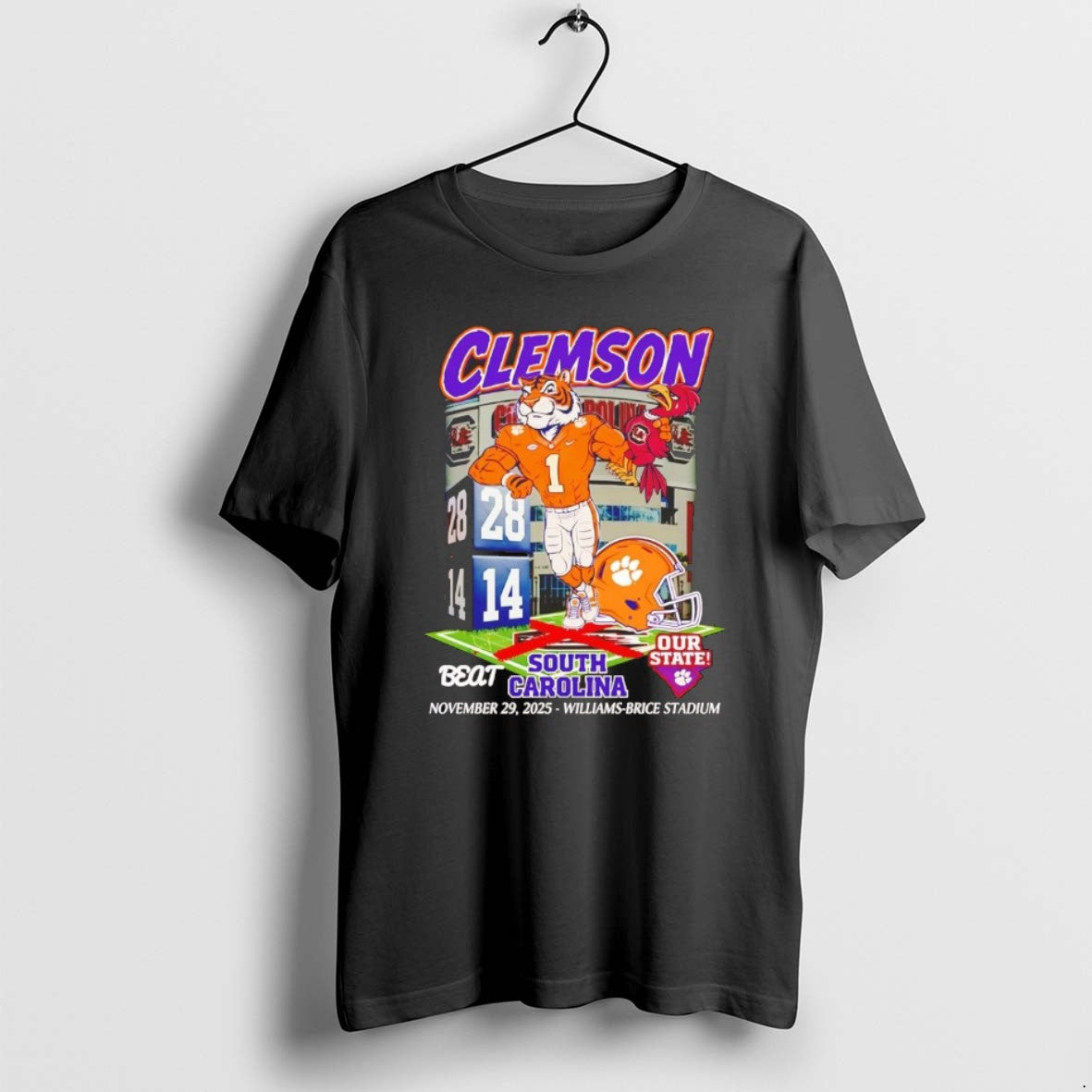 Official Clemson Tigers Beat South Carolina 2025 Our - Adult & Kids T-Shirts, Sweatshirts & Hoodies apparel design preview 1