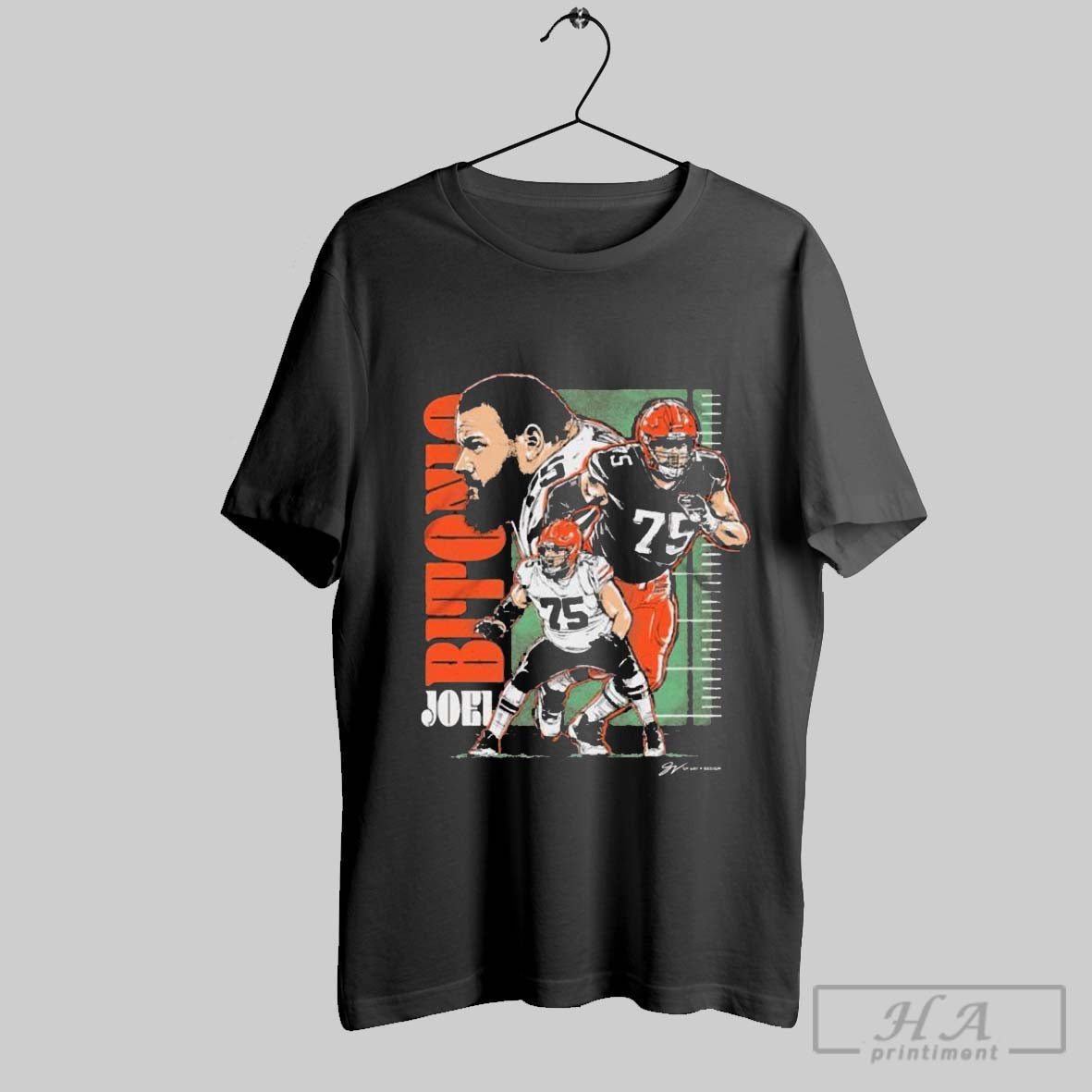 Official Cleveland Browns Joel Bitonio Artwork T - Adult & Kids T-Shirts, Sweatshirts & Hoodies apparel design preview 1