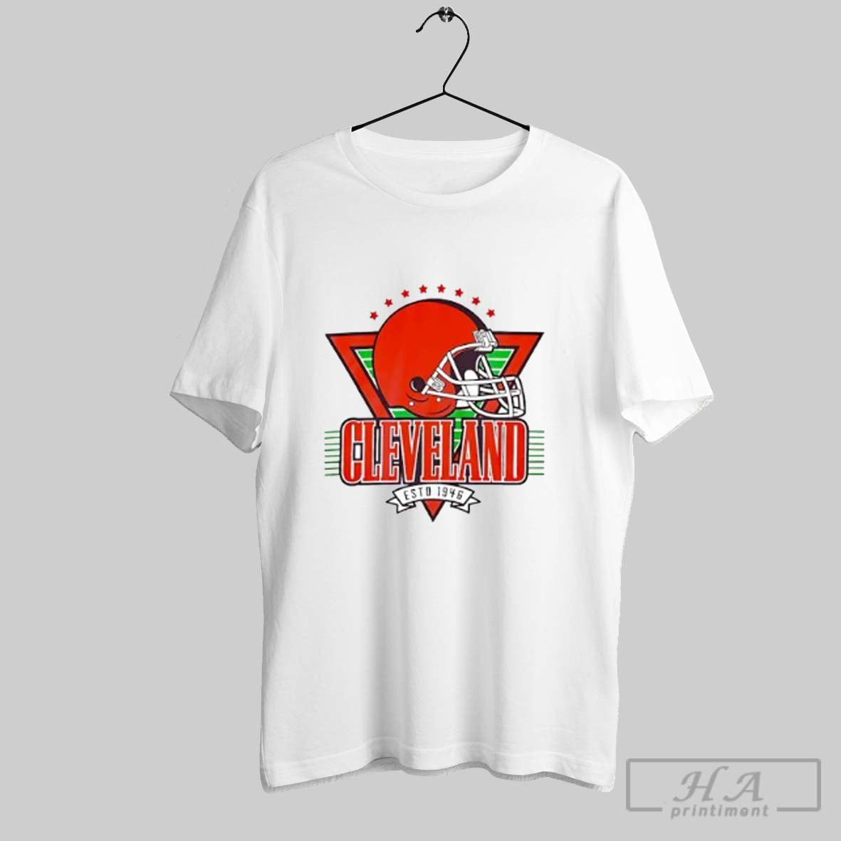 Official Cleveland Estd 1946 Football Helmet Stars - Adult & Kids T-Shirts, Sweatshirts & Hoodies apparel design preview 1