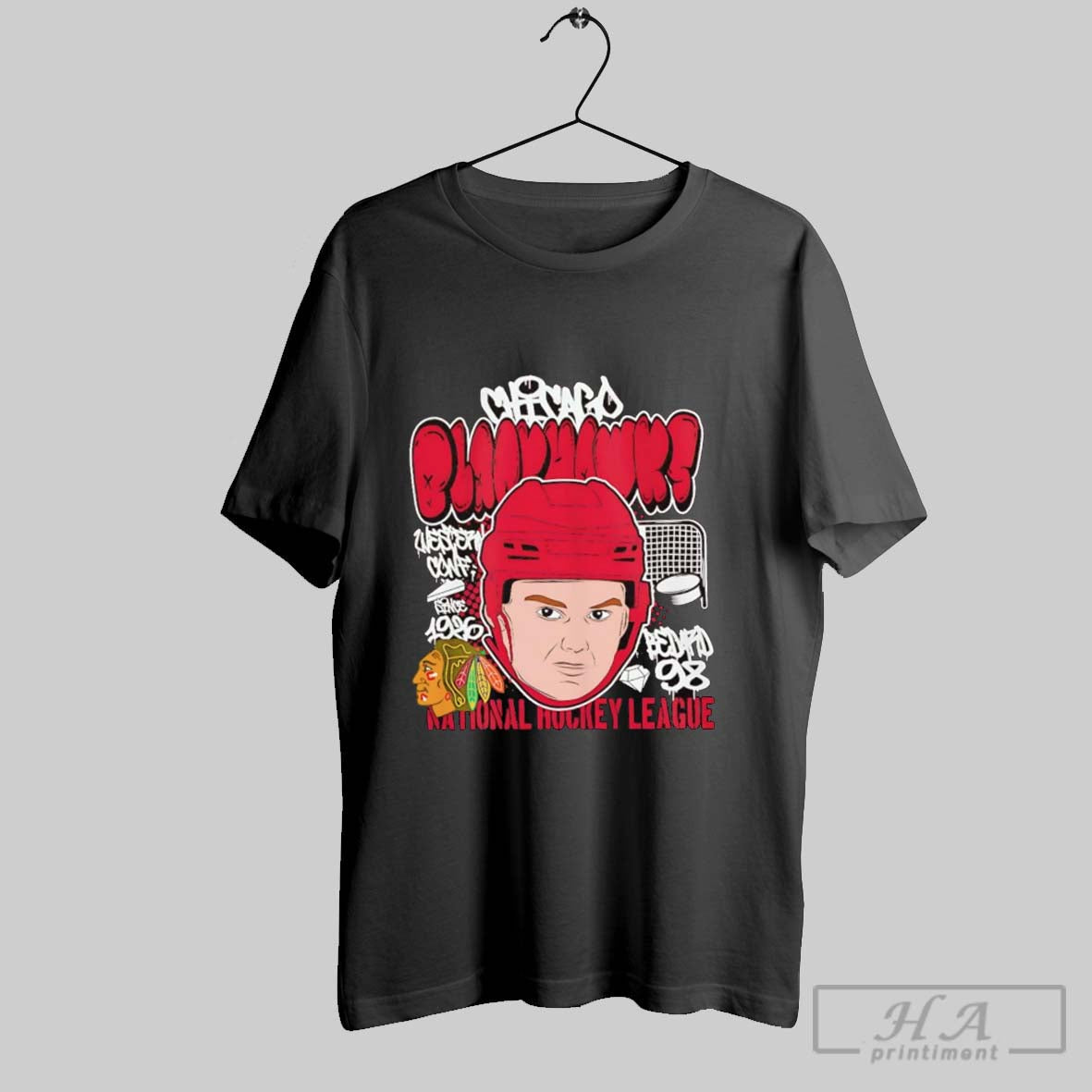Official Connor Bedard Big Head Caricature Chicago - Adult & Kids T-Shirts, Sweatshirts & Hoodies apparel design preview 1