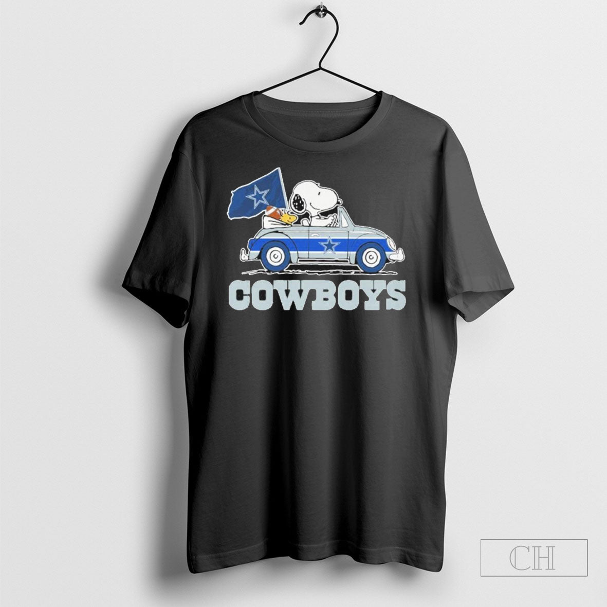 Official Dallas Cowboys X The Peanuts Driving Car - Adult & Kids T-Shirts, Sweatshirts & Hoodies apparel design preview 1