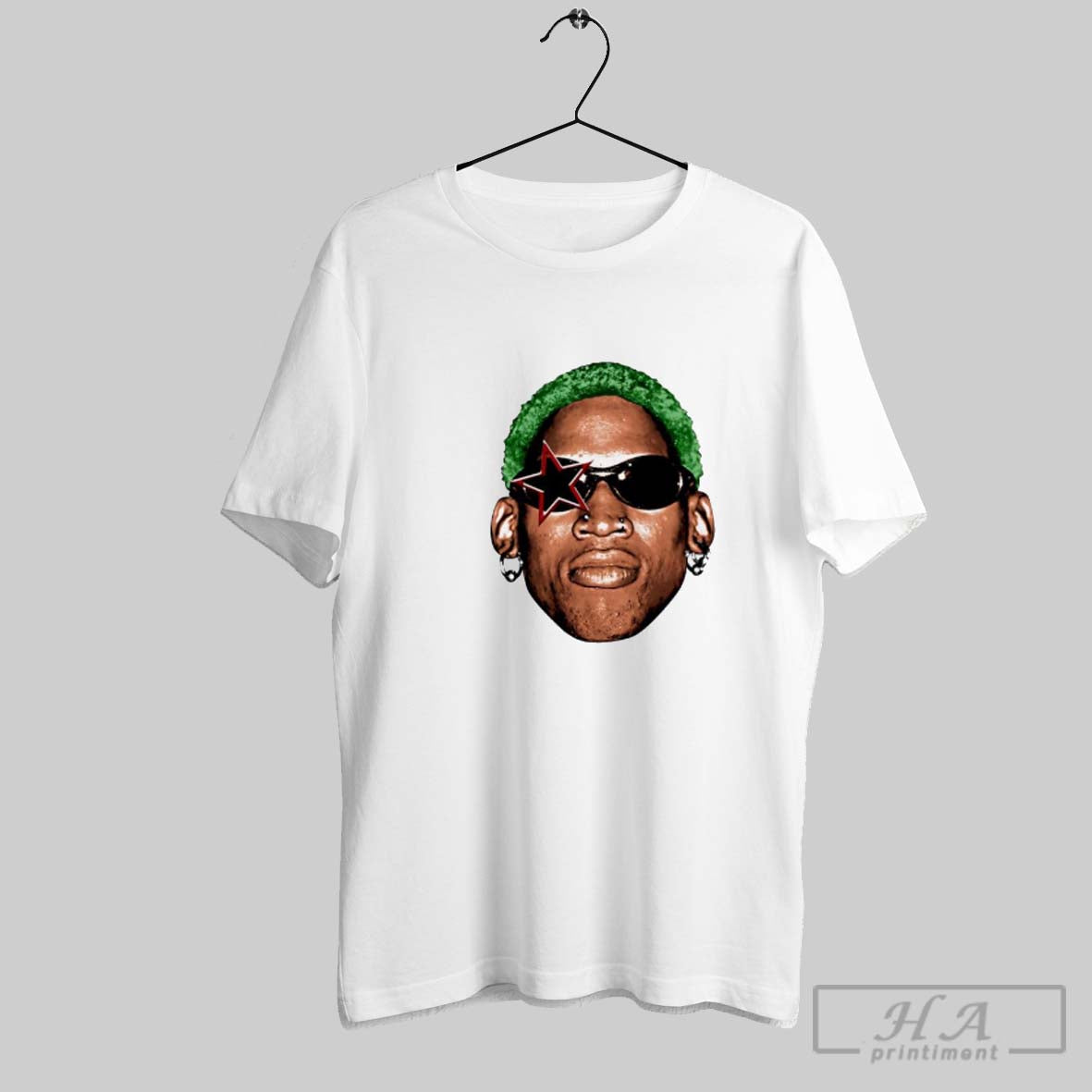 Official Dennis Rodman Big Face Graphic White - Adult & Kids T-Shirts, Sweatshirts & Hoodies apparel design preview 1