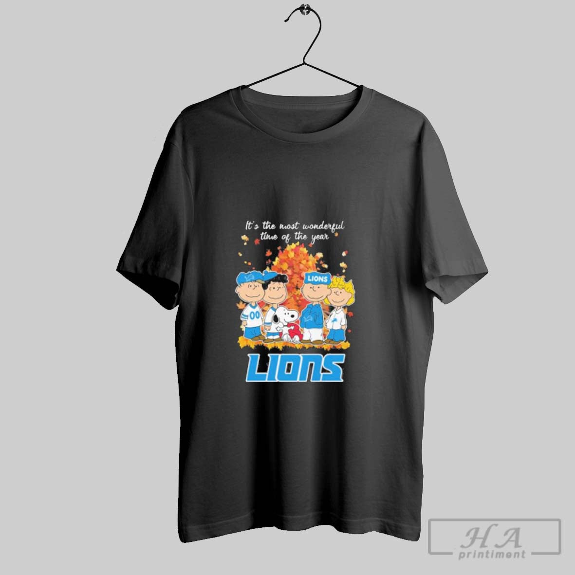Official Detroit Lions And Peanuts Character Its The - Adult & Kids T-Shirts, Sweatshirts & Hoodies apparel design preview 1