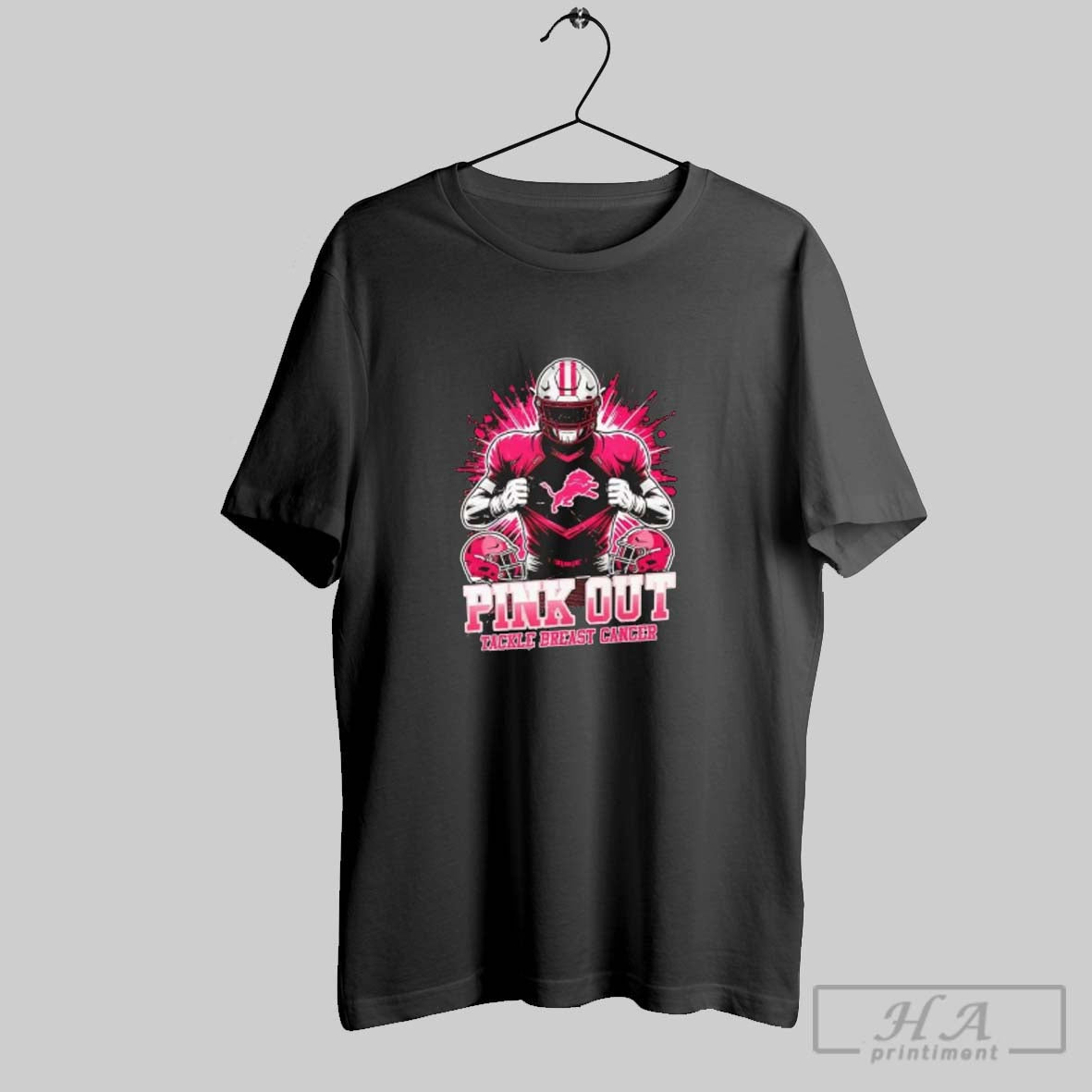 Official Detroit Lions Pink Out Tackle Breast Cancer - Adult & Kids T-Shirts, Sweatshirts & Hoodies apparel design preview 1