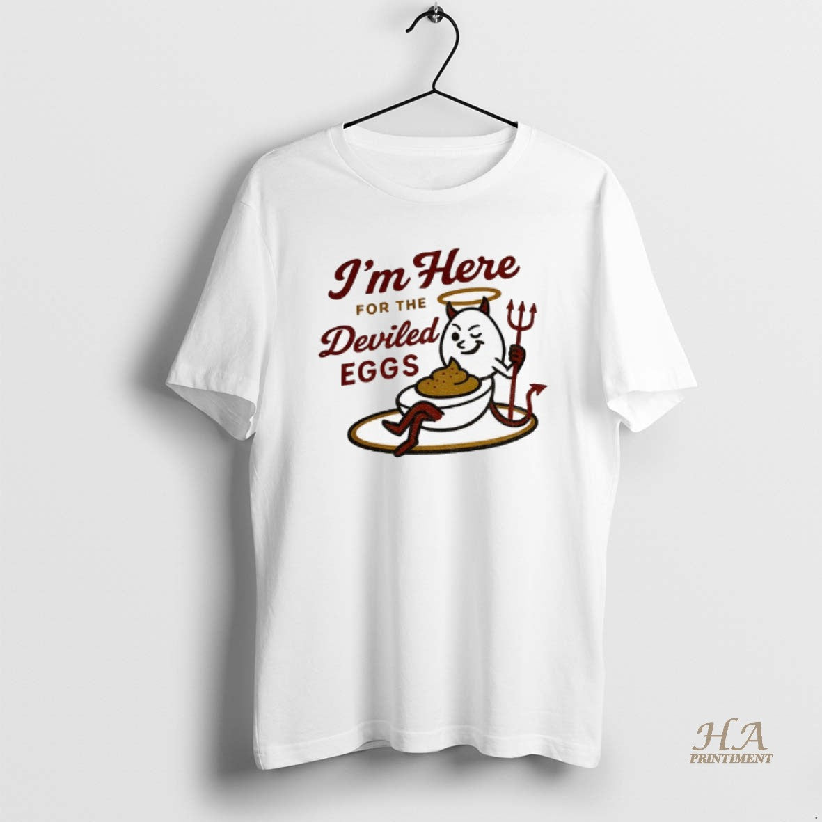 Official Devils Im Here For The Deviled Eggs - Adult & Kids T-Shirts, Sweatshirts & Hoodies apparel design preview 1