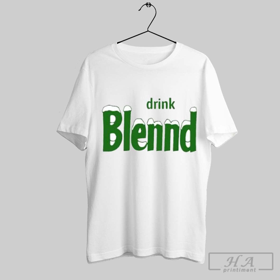 Official Drink Blendd Funny Snowman Green Text Winter - Adult & Kids T-Shirts, Sweatshirts & Hoodies apparel design preview 1