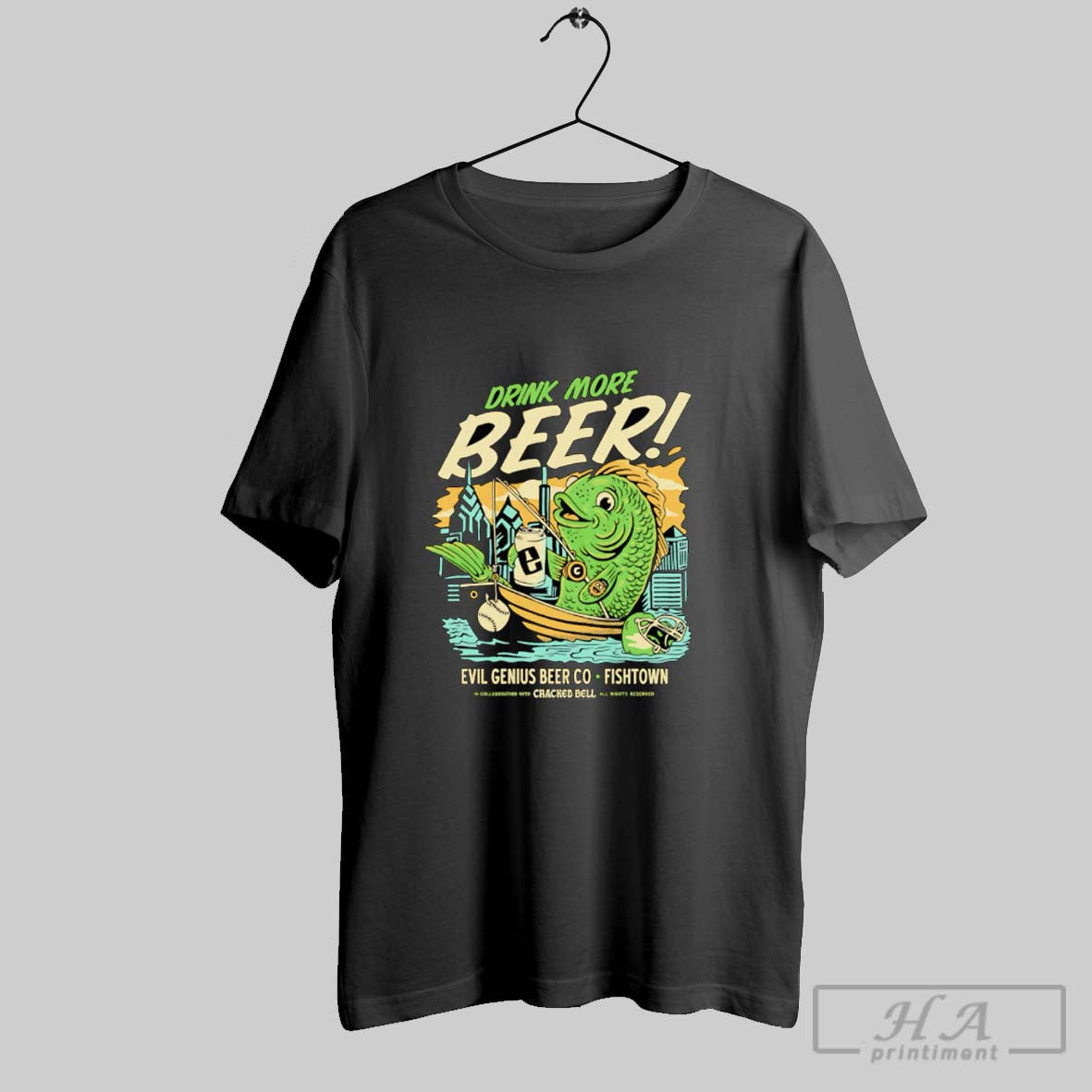 Official Drink More Beer Evil Genius Co Poster - Adult & Kids T-Shirts, Sweatshirts & Hoodies apparel design preview 1