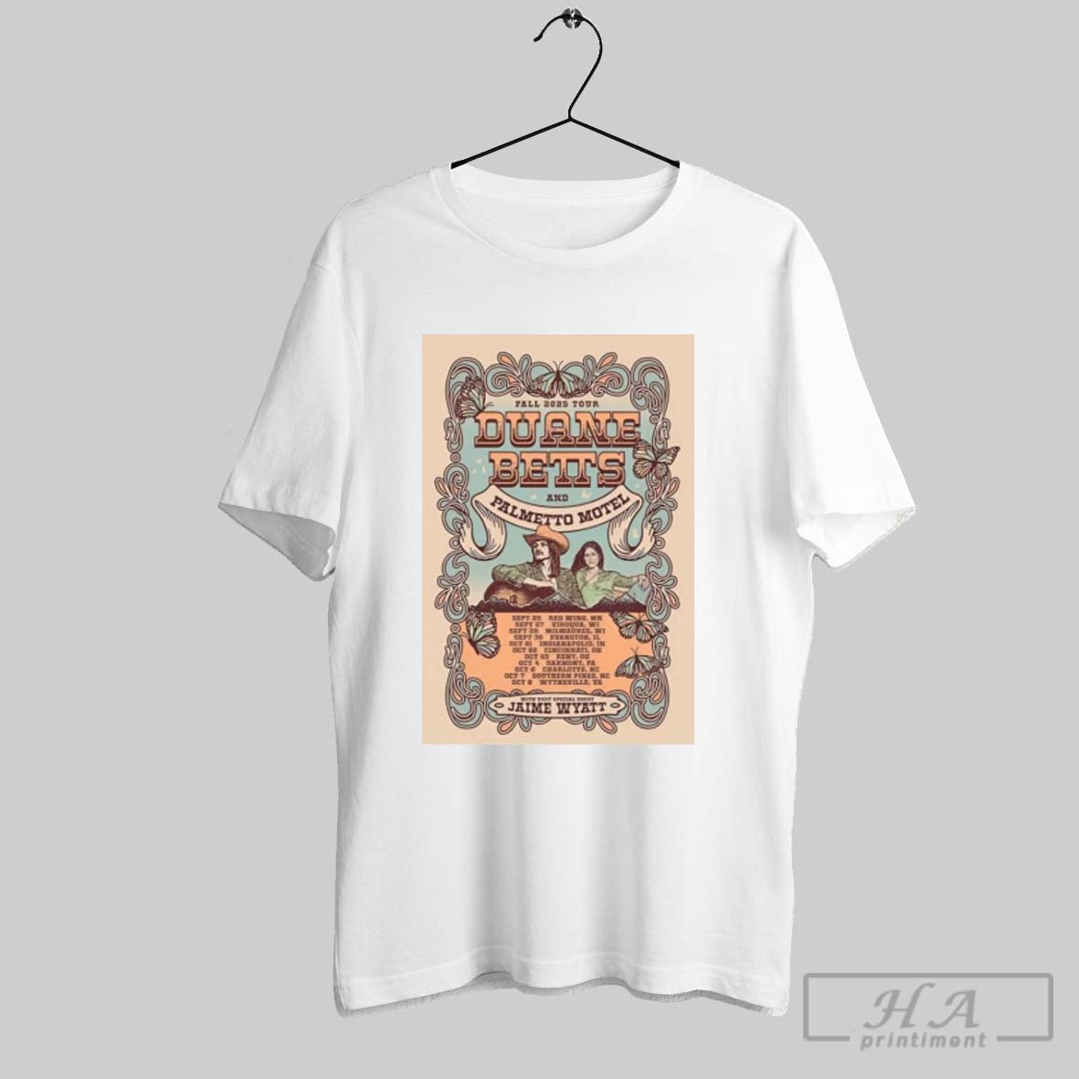 Official Duane Betts And Jaime Wyatt Fall 2025 Tour - Adult & Kids T-Shirts, Sweatshirts & Hoodies apparel design preview 1