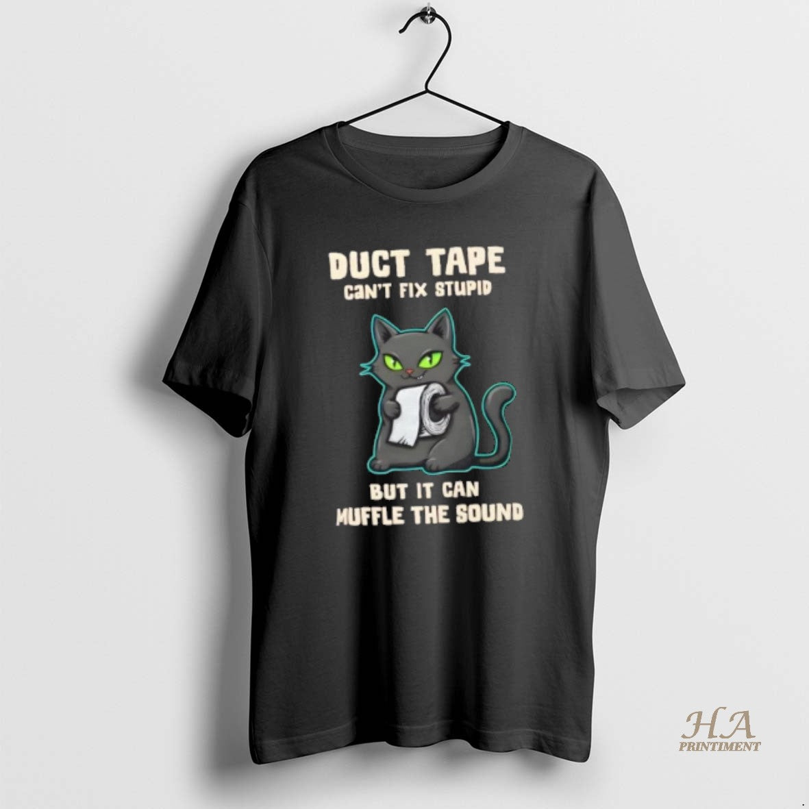 Official Duct Tape Cant Fix Stupid Cat Sarcasm - Adult & Kids T-Shirts, Sweatshirts & Hoodies apparel design preview 1