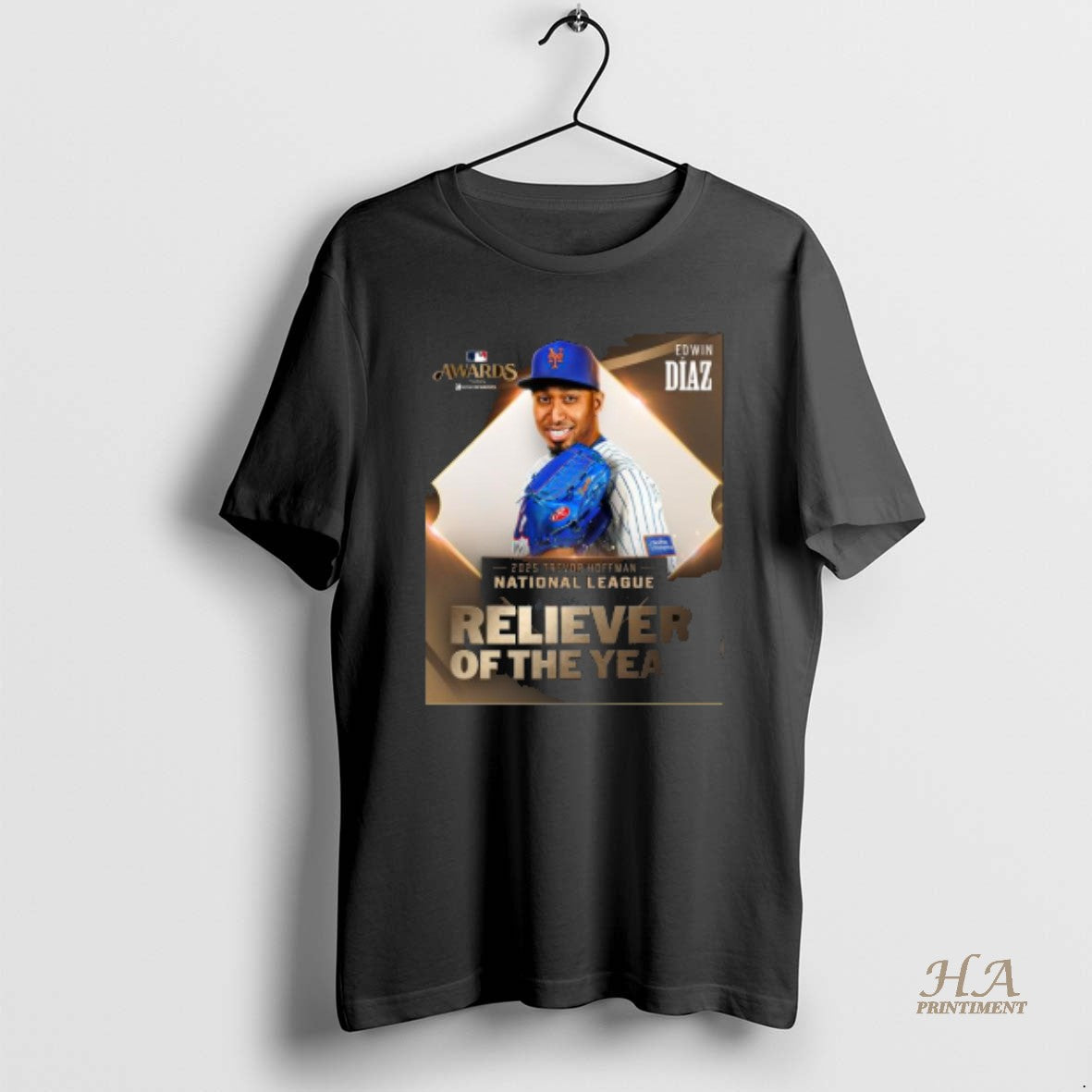 Official Edwin Diaz 2025 Nl Reliever Of The Year - Adult & Kids T-Shirts, Sweatshirts & Hoodies apparel design preview 1