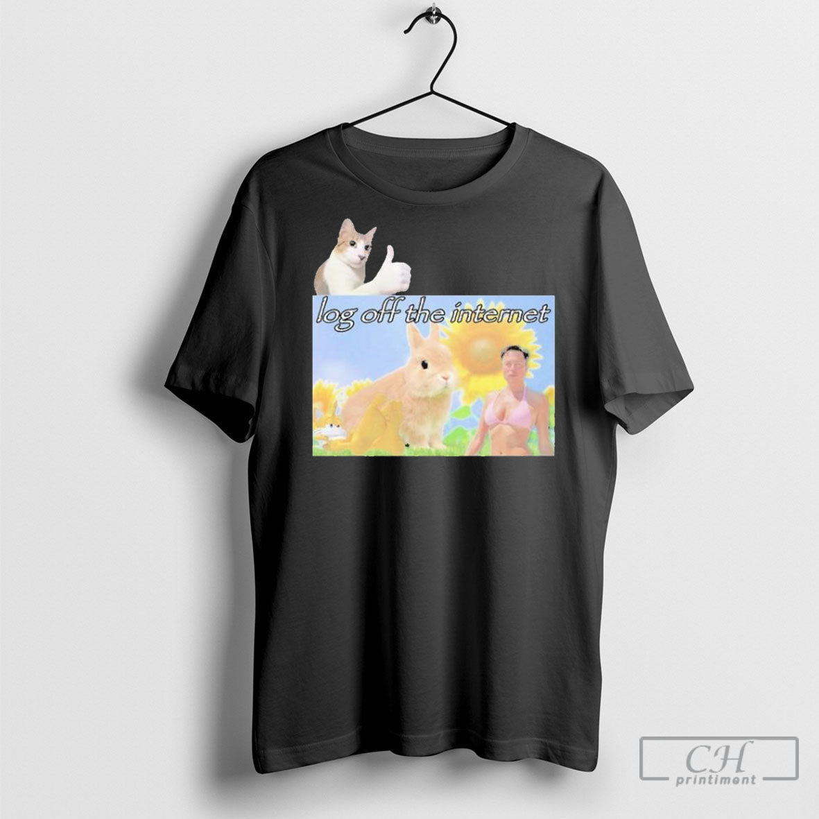 Official Elon Musk Log Off The Internet Cat Rabbit - Adult & Kids T-Shirts, Sweatshirts & Hoodies apparel design preview 1