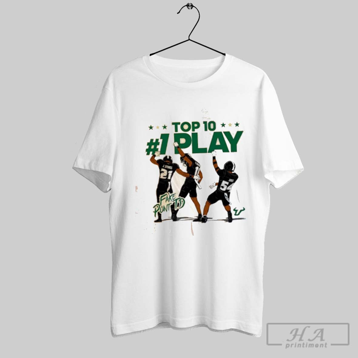 Official Fake Punt Td Usf Football Ncaa Top 10 1 Play - Adult & Kids T-Shirts, Sweatshirts & Hoodies apparel design preview 1